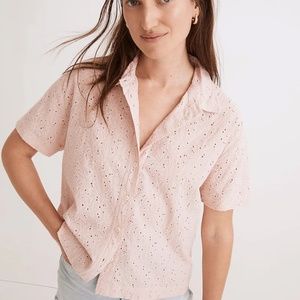 Madewell Eyelet Beachside Shirt in Dream On Pink
